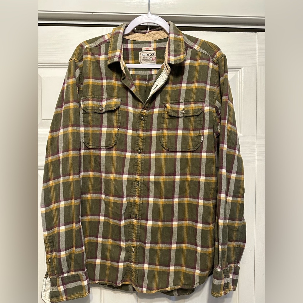 Burton Durable Goods men’s large flannel button down long sleeve shirt g…